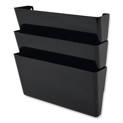 Docupocket Stackable Three-pocket Partition Wall File, 3 Sections, Letter Size, 13" X 4", Black