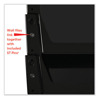 Docupocket Stackable Three-pocket Partition Wall File, 3 Sections, Letter Size, 13" X 4", Black