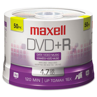 Dvd+r High-speed Recordable Disc, 4.7 Gb, 16x, Spindle, Silver, 50/pack