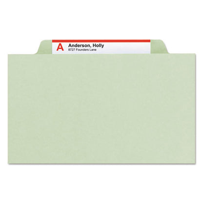 Recycled Pressboard Classification Folders, 2" Expansion, 1 Divider, 4 Fasteners, Legal Size, Gray-green, 10/box