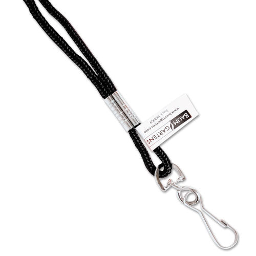 Rope Lanyard, Metal Hook Fastener, 36" Long, Nylon, Black