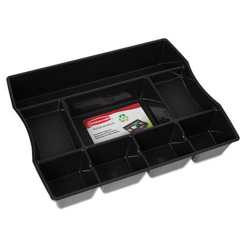 Regeneration Deep Drawer Organizer, Eight Compartments, 14.88 X 11.88 X 2.5, Plastic, Black