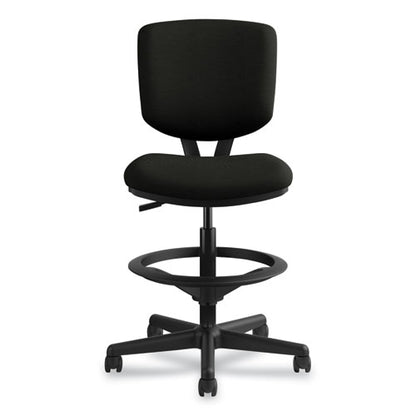 Volt Series Leather Adjustable Task Stool, Supports Up To 275 Lb, 22.88" To 32.38" Seat Height, Black