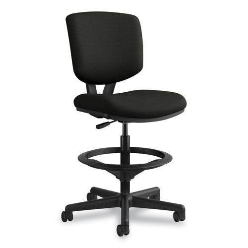 Volt Series Leather Adjustable Task Stool, Supports Up To 275 Lb, 22.88" To 32.38" Seat Height, Black