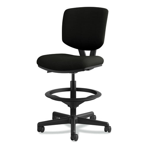 Volt Series Leather Adjustable Task Stool, Supports Up To 275 Lb, 22.88" To 32.38" Seat Height, Black