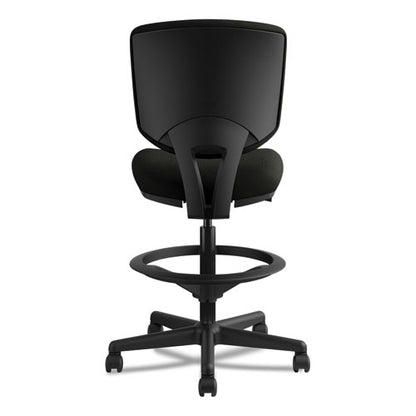 Volt Series Leather Adjustable Task Stool, Supports Up To 275 Lb, 22.88" To 32.38" Seat Height, Black