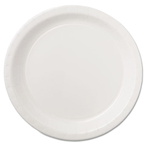 Coated Paper Dinnerware, Plate, 9" Dia, White, 50/pack, 10 Packs/carton