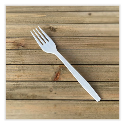 Heavyweight Polypropylene Cutlery, Fork, White, 1000/carton