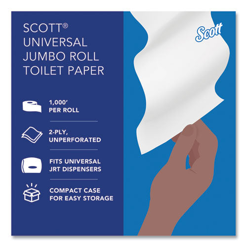 Essential Jrt Jumbo Roll Bathroom Tissue, Septic Safe, 2-ply, White, 3.55" X 1,000 Ft, 4 Rolls/carton