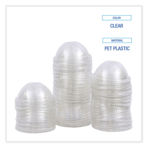 Pet Cold Cup Dome Lids, Fits 12 Oz Squat And 14 To 24 Oz Plastic Cups, Clear, 100 Lids/sleeve, 10 Sleeves/carton