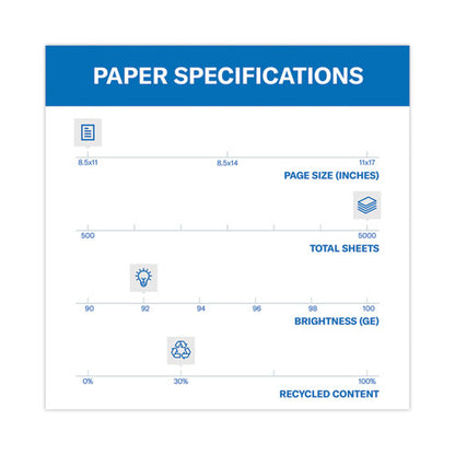 Great White 30 Recycled Print Paper, 92 Bright, 20lb Bond Weight, 8.5 X 11, White, 500/ream,10 Reams/carton,40 Cartons/pallet