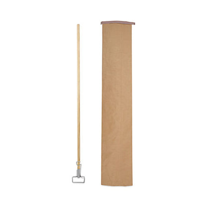 Spring Grip Metal Head Mop Handle For Most Mop Heads, Wood, 60", Natural