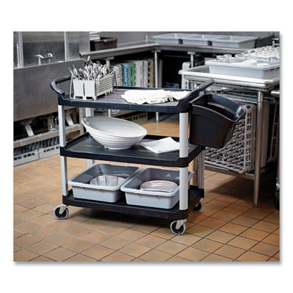 Three-shelf Service Cart, Plastic, 3 Shelves, 200 Lb Capacity, 18.63" X 33.63" X 37.75", Black