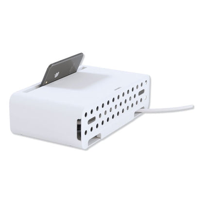 Cable Management Power Hub And Stand With Usb Charging Ports, 5 Outlets, 3 Usb, 6.5 Ft Cord, White