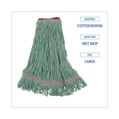 Mop Head, Premium Standard Head, Cotton/rayon Fiber, Large, Green