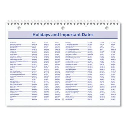 Quicknotes Desk/wall Calendar, 3-hole Punched, 11 X 8, White/blue/yellow Sheets, 12-month (jan To Dec): 2024