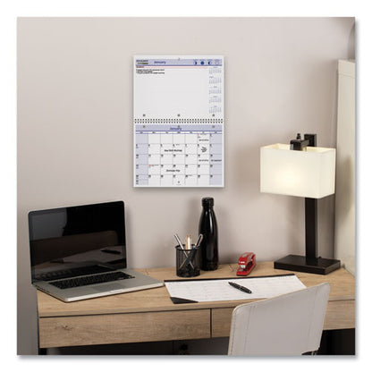 Quicknotes Desk/wall Calendar, 3-hole Punched, 11 X 8, White/blue/yellow Sheets, 12-month (jan To Dec): 2024