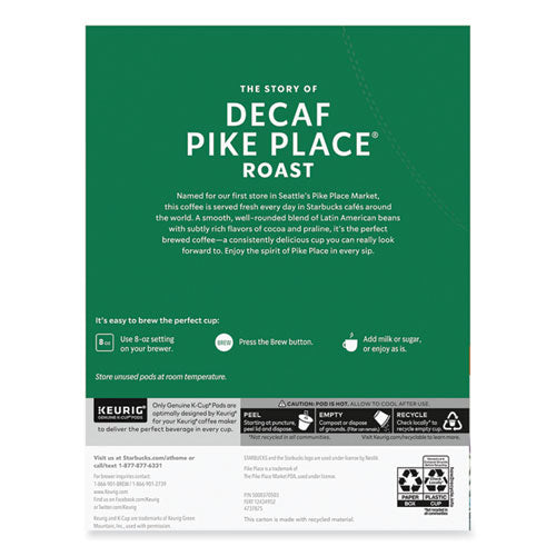 Pike Place Decaf Coffee K-cups, 96/carton