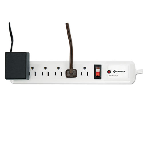 Surge Protector, 6 Ac Outlets, 4 Ft Cord, 540 J, White