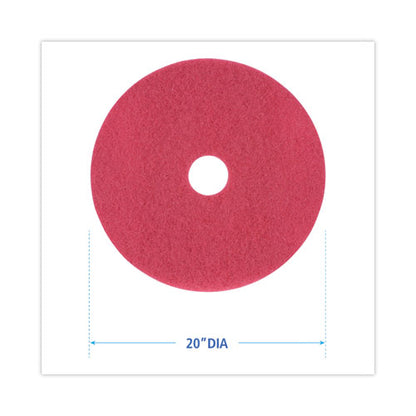 Buffing Floor Pads, 20" Diameter, Red, 5/carton