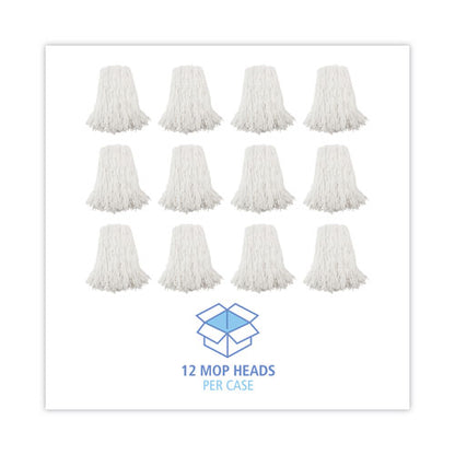 Premium Cut-end Wet Mop Heads, Rayon, 16oz, White, 12/carton