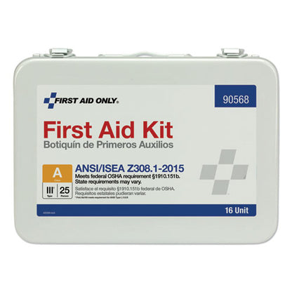 Unitized Ansi Compliant Class A Type Iii First Aid Kit For 25 People, 84 Pieces, Metal Case