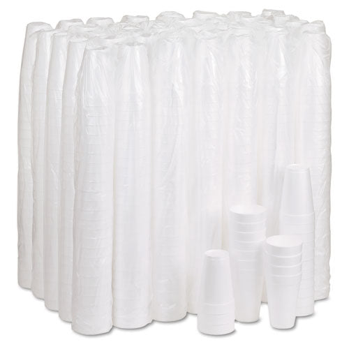 Foam Drink Cups, 16 Oz, White, 25/bag, 40 Bags/carton