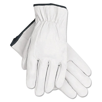 Grain Goatskin Driver Gloves, White, X-large, 12 Pairs