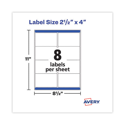 Shipping Labels With Trueblock Technology, Laser Printers,  2.5 X 4, White, 8/sheet, 100 Sheets/pack