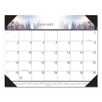 Recycled Full-color Monthly Desk Pad Calendar, Nature Photography, 22 X 17, Black Binding/corners,12-month (jan To Dec): 2024