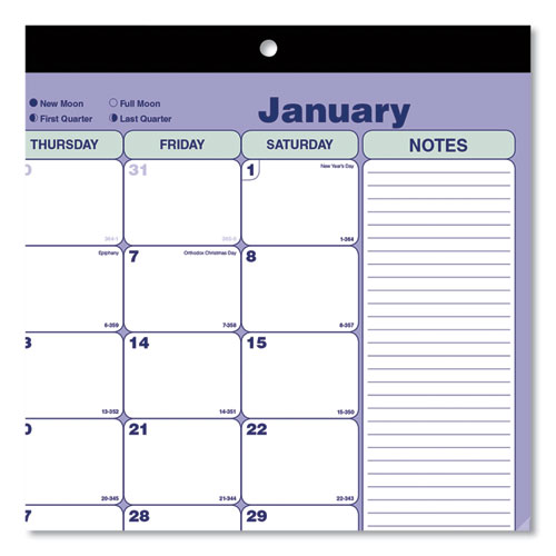 Monthly Desk Pad Calendar, 17.75 X 10.88, White/blue/green Sheets, Black Binding, Clear Corners, 12-month (jan To Dec): 2024