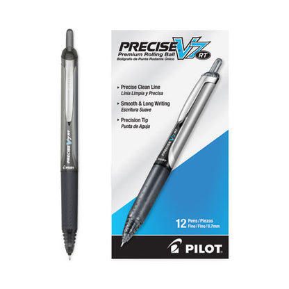 Precise V7rt Roller Ball Pen, Retractable, Fine 0.7 Mm, Black Ink, Black Barrel