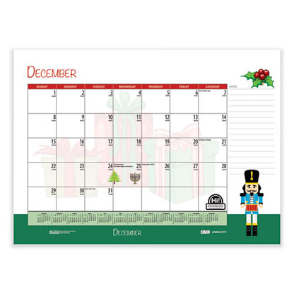 Recycled Desk Pad Calendar, Illustrated Seasons Artwork, 22 X 17, Black Binding/corners,12-month (jan To Dec): 2024