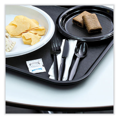 Six-piece Cutlery Kit, Condiment/fork/knife/napkin/teaspoon, Black, 250/carton