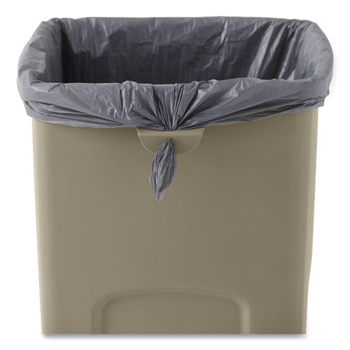 Untouchable Square Waste Receptacle, 23 Gal, Plastic, Beige