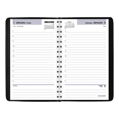 Dayminder Daily Appointment Book, 8 X 5, Black Cover, 12-month (jan To Dec): 2024