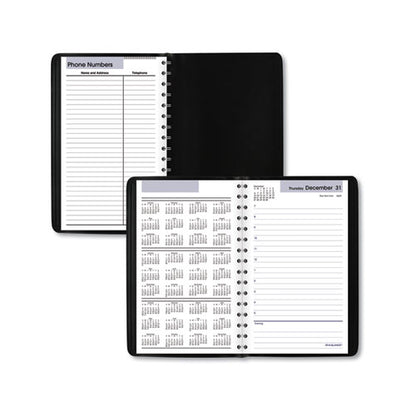 Dayminder Daily Appointment Book, 8 X 5, Black Cover, 12-month (jan To Dec): 2024