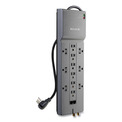 Professional Series Surgemaster Surge Protector, 12 Ac Outlets, 10 Ft Cord, 3,996 J, Dark Gray