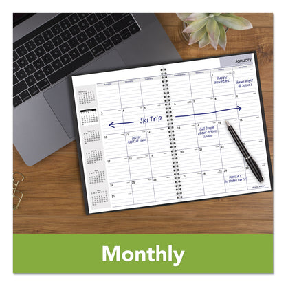 Dayminder Monthly Planner, Ruled Blocks, 12 X 8, Black Cover, 14-month (dec To Jan): 2023 To 2025