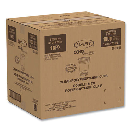 Conex Clearpro Plastic Cold Cups, Plastic, 16 Oz, Clear, 50/pack, 20 Packs/carton