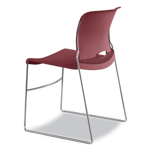 Olson Stacker High Density Chair, Supports 300 Lb, 17.75" Seat Height, Mulberry Seat, Mulberry Back, Chrome Base, 4/carton