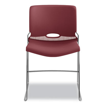 Olson Stacker High Density Chair, Supports 300 Lb, 17.75" Seat Height, Mulberry Seat, Mulberry Back, Chrome Base, 4/carton