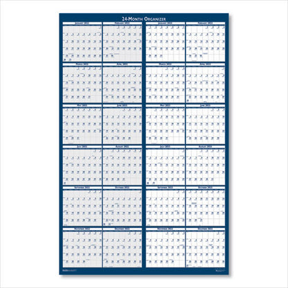 Reversible/erasable 2 Year Wall Calendar, 24 X 37, Light Blue/blue/white Sheets, 24-month (jan To Dec): 2024 To 2025