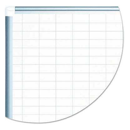 Gridded Magnetic Steel Dry Erase Planning Board With Accessories, 1 X 2 Grid, 48 X 36, White Surface, Silver Aluminum Frame