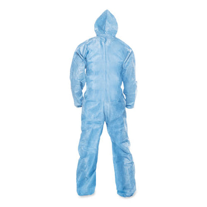 A65 Zipper Front Flame-resistant Hooded Coveralls, Elastic Wrist And Ankles, X-large, Blue, 25/carton