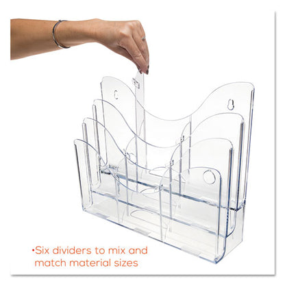 3-tier Document Organizer W/6 Removable Dividers, 14w X 3.5d X 11.5h, Clear