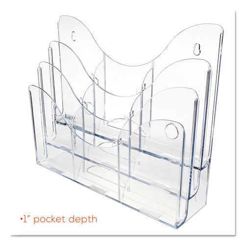 3-tier Document Organizer W/6 Removable Dividers, 14w X 3.5d X 11.5h, Clear