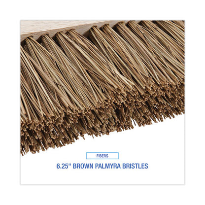 Street Broom Head, 6.25" Brown Palmyra Fiber Bristles, 16" Brush