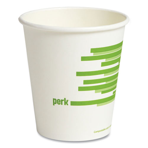 Eco-id Compostable Paper Hot Cups, 10 Oz, White/green, 50/pack