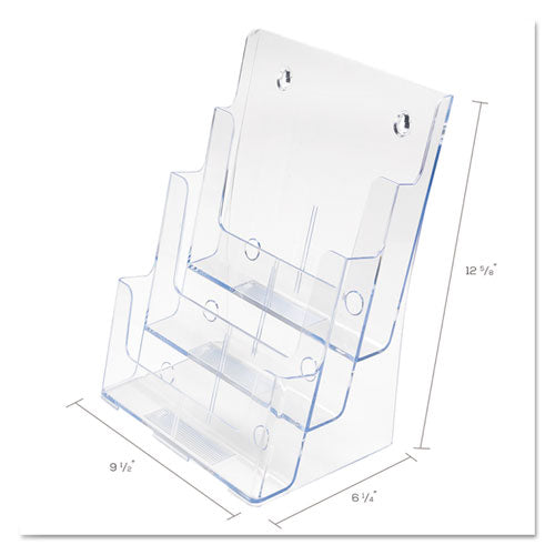 3-compartment Docuholder, Magazine Size, 9.5w X 6.25d X 12.63, Clear